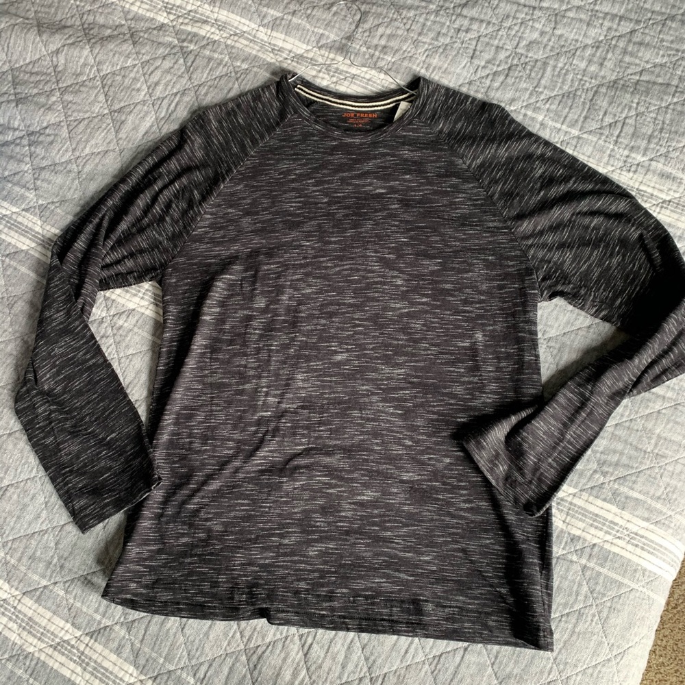 Joe Fresh Men's Long Sleeve Heathered Black Tee